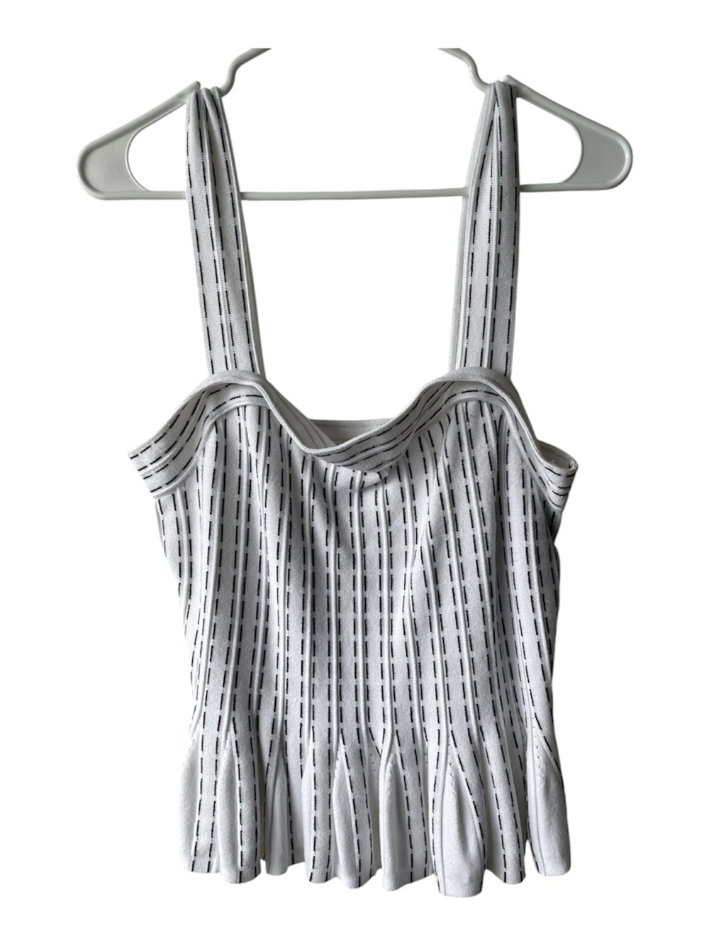 Express White and Black Striped Ribbed Tank Bandeau